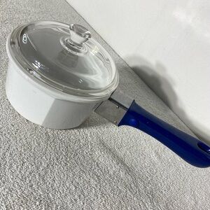 Vintage Princess House Nouveau Convertible Ceramic 1qt Sauce Pan W Handle & Lid
